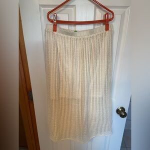 Blue Tassel Cream Textured Knit Skirt | Elastic Waist